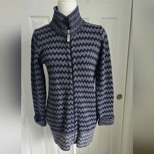 A. Ida Wool Chevron Patterned Blue and White Women's Sweater Sz. S